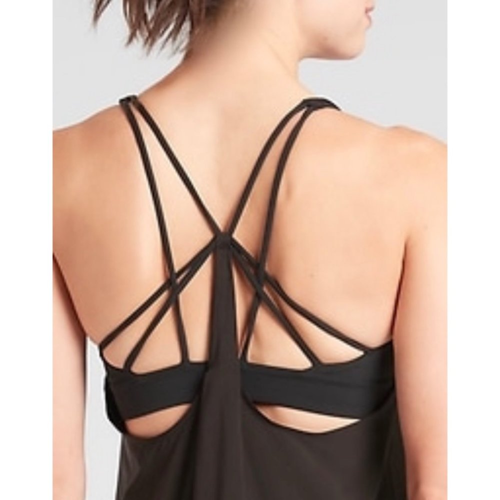 NWT ATHLETA Solace Support Top In Powervita Sports Bra Black - Picture 2 of 5